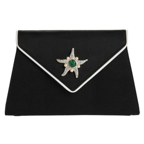 Valentino Garavani Handbags - Valentino Garavani Rhinestone Black Silk Clutch